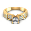 Princess and Round Diamonds 0.65CT Engagement Ring in 14KT Yellow Gold