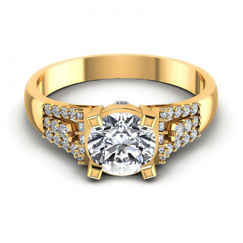 Round Diamonds 0.65CT Engagement Ring in 14KT Yellow Gold
