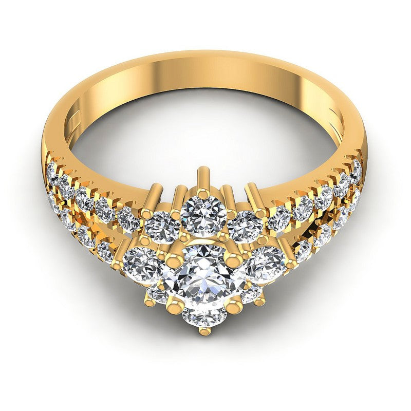 Round Diamonds 1.05CT Halo Ring in 14KT Yellow Gold