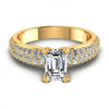 Round and Emerald Diamonds 0.90CT Engagement Ring in 14KT Yellow Gold