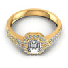 Round and Emerald Diamonds 0.65CT Halo Ring in 14KT Yellow Gold