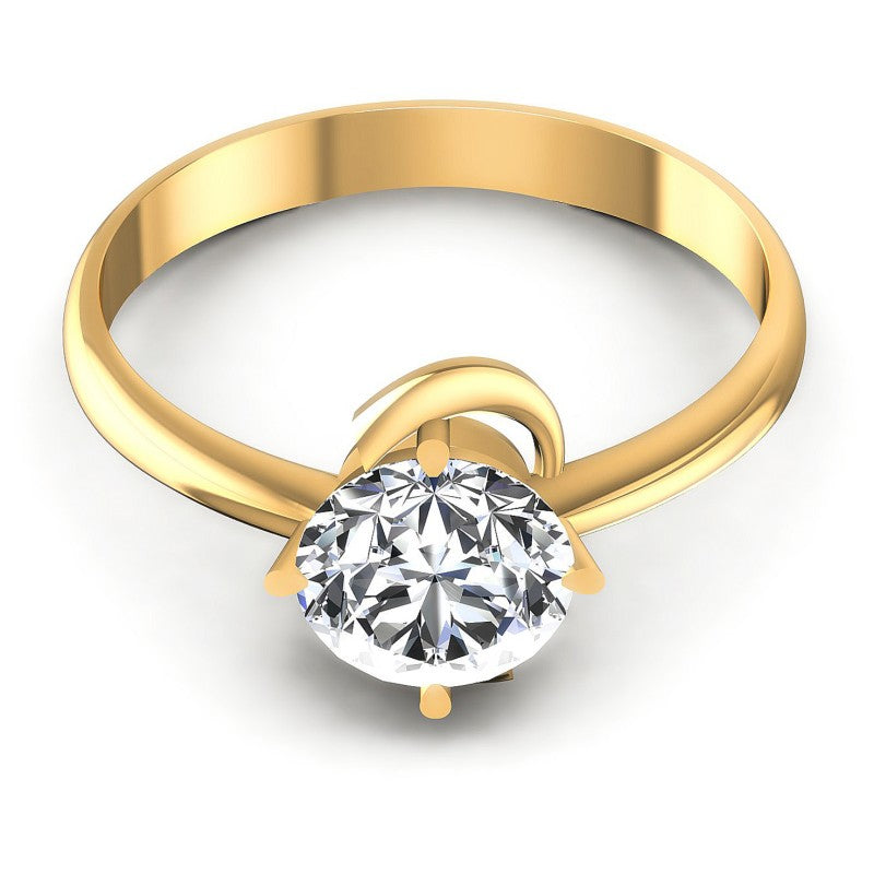 Round Cut Diamonds Solitaire Ring in 14KT Yellow Gold