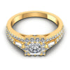 Baguette and Princess and Round Diamonds 1.15CT Halo Ring in 14KT Yellow Gold