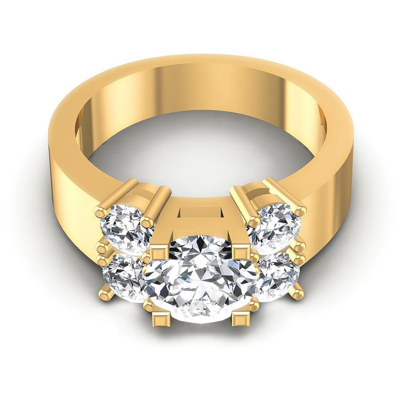Round Cut Diamonds Engagement Ring in 14KT Yellow Gold