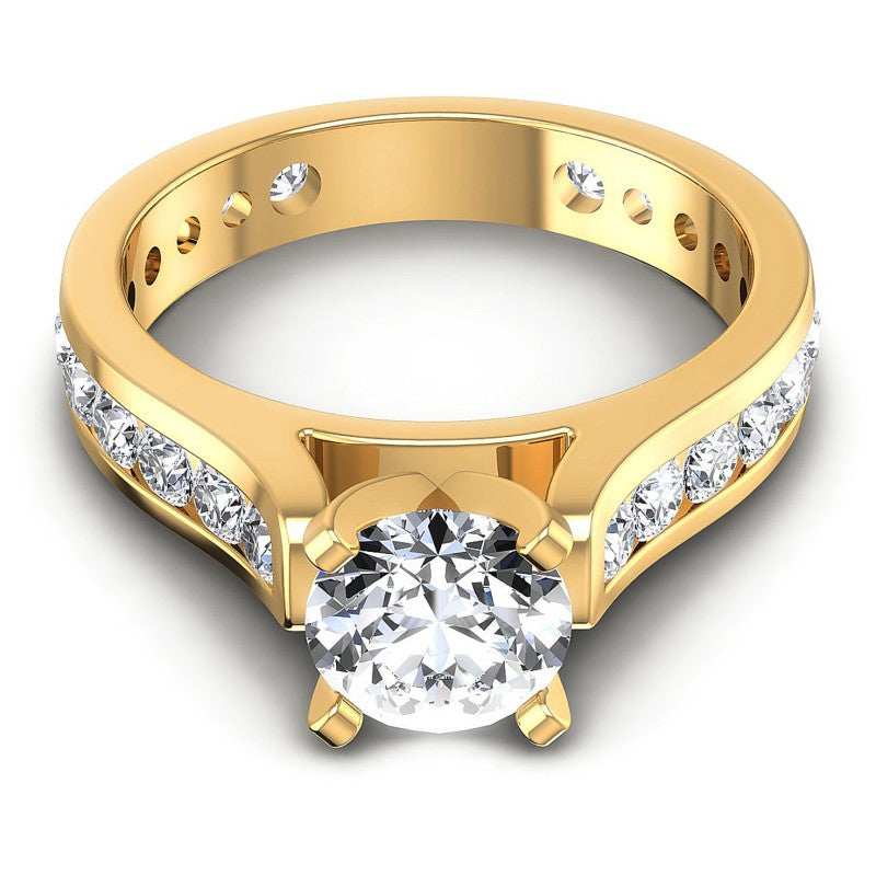 Round Cut Diamonds Engagement Ring in 14KT Yellow Gold