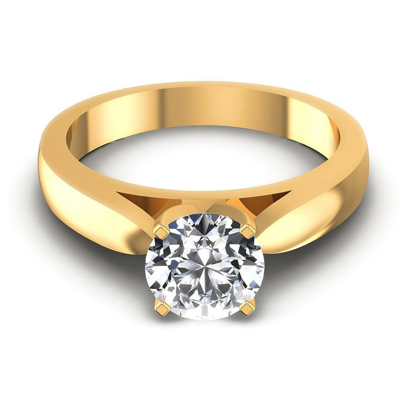 Round Cut Diamonds Solitaire Ring in 14KT Yellow Gold