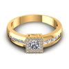Princess And Round Cut Diamonds Halo Ring in 14KT Yellow Gold