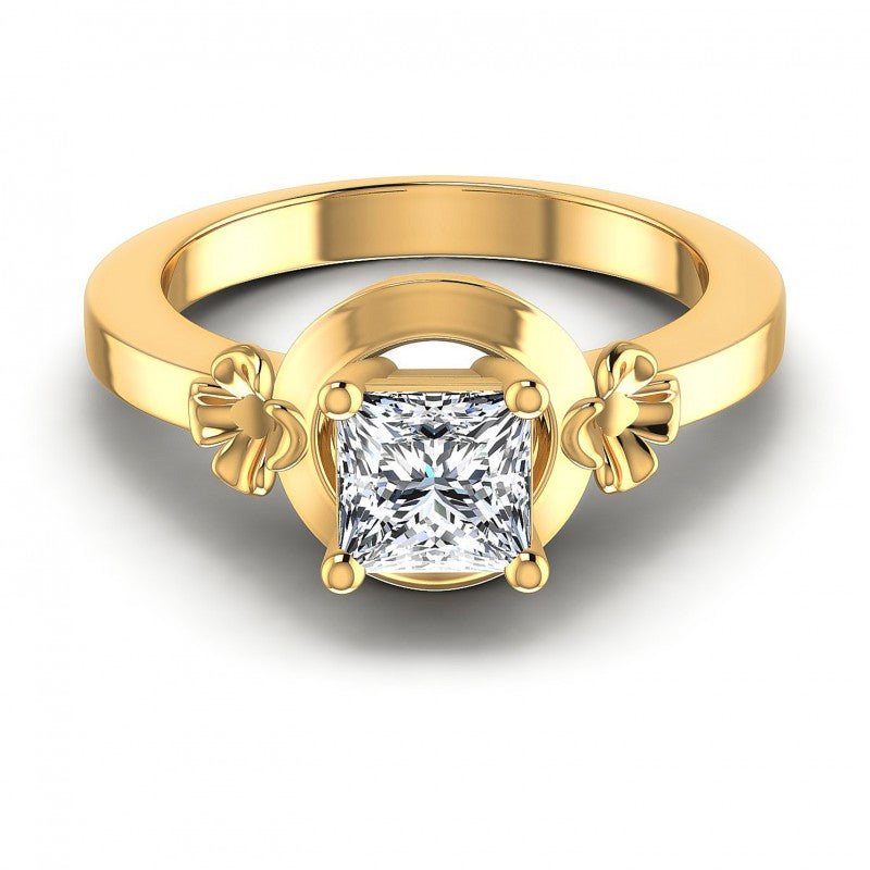 Princess Cut Diamonds Solitaire Ring in 14KT Yellow Gold