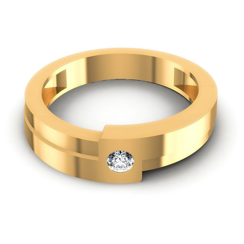 Round Cut Diamonds Mens Ring in 14KT Yellow Gold