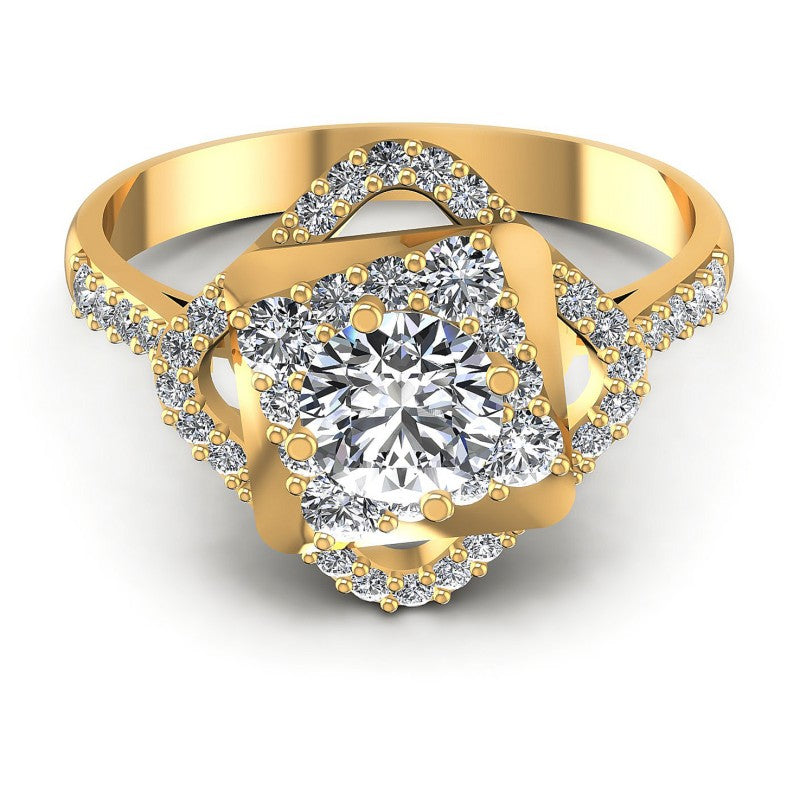 Round Diamonds 1.00CT Halo Ring in 14KT Yellow Gold
