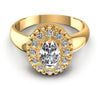 Round and Oval Diamonds 0.65CT Halo Ring in 14KT Yellow Gold