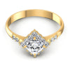 Princess and Round and Emerald Diamonds 0.95CT Halo Ring in 14KT Yellow Gold