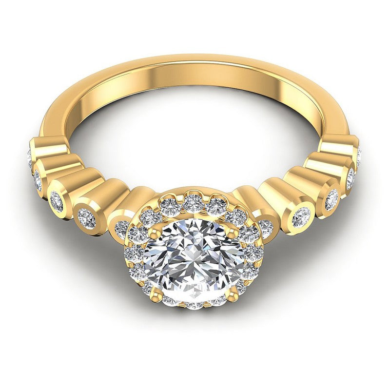 Round Diamonds 0.65CT Halo Ring in 14KT Yellow Gold