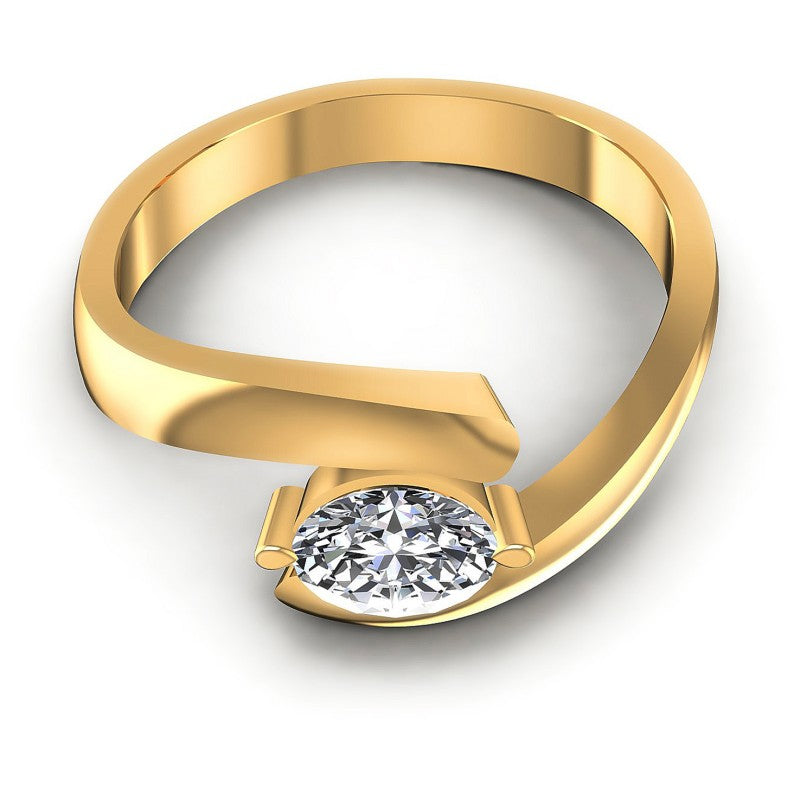 Oval Diamonds 0.35CT Solitaire Ring in 14KT Yellow Gold