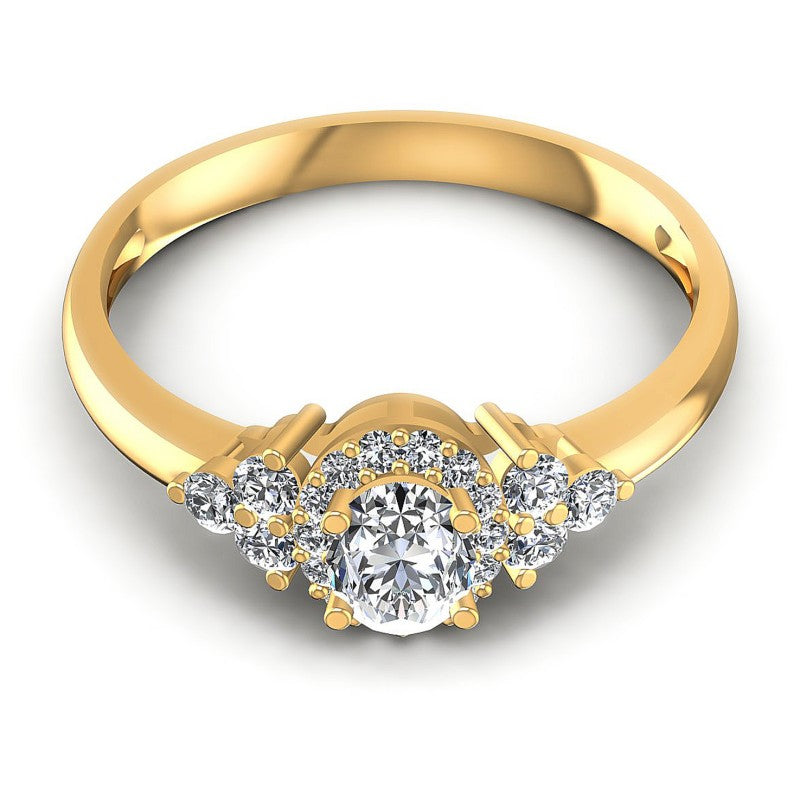 Round and Oval Diamonds 0.60CT Halo Ring in 14KT Yellow Gold