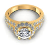 Princess and Round Diamonds 1.20CT Halo Ring in 14KT Yellow Gold