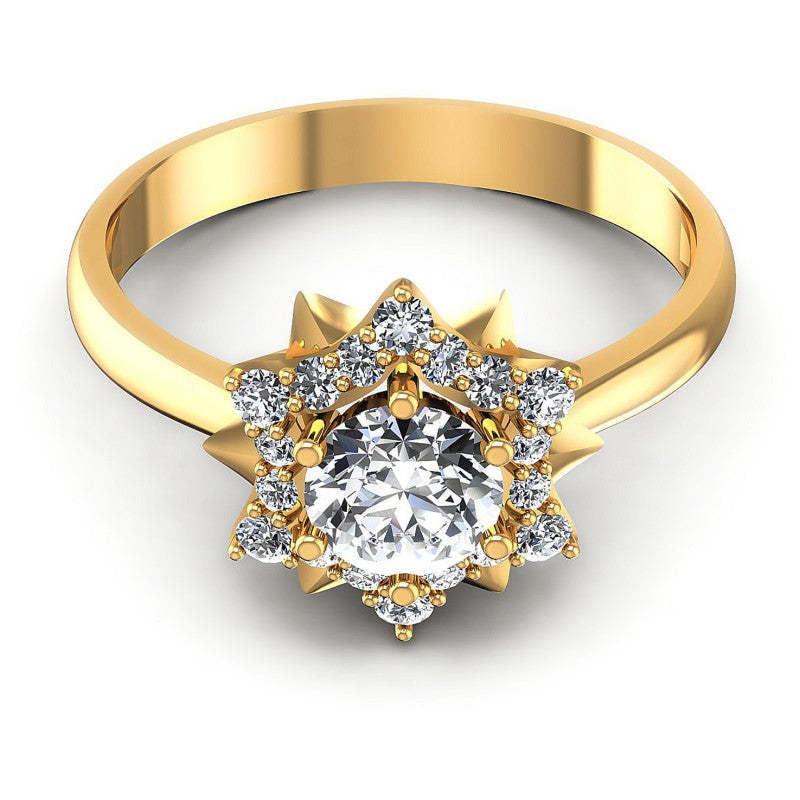 Round Diamonds 0.65CT Halo Ring in 14KT Yellow Gold