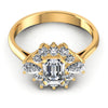 Round and Emerald and Pear Diamonds 0.95CT Halo Ring in 14KT Yellow Gold