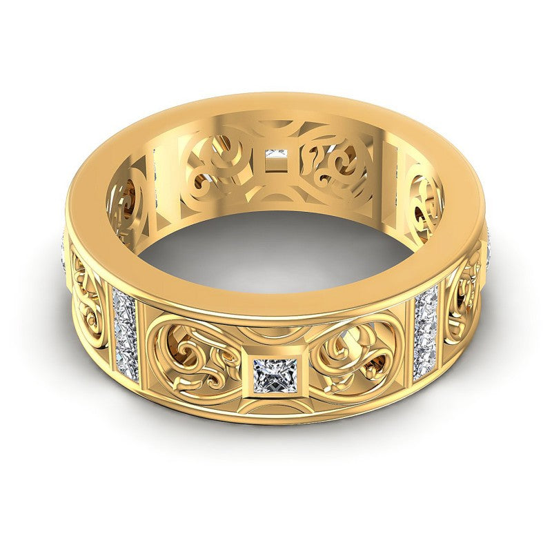 Princess Diamonds 1.40CT Diamonds Wedding Band in 14KT Yellow Gold