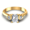 Round and Emerald Diamonds 0.80CT Three Stone Ring in 14KT Yellow Gold