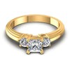 Princess and Round Diamonds 0.60CT Three Stone Ring in 14KT Yellow Gold