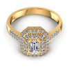 Round and Emerald Diamonds 0.95CT Halo Ring in 14KT Yellow Gold