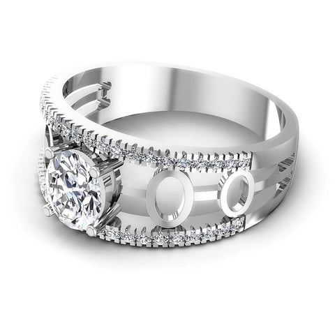 0.65CT Oval And Round  Cut Diamonds Engagement Rings