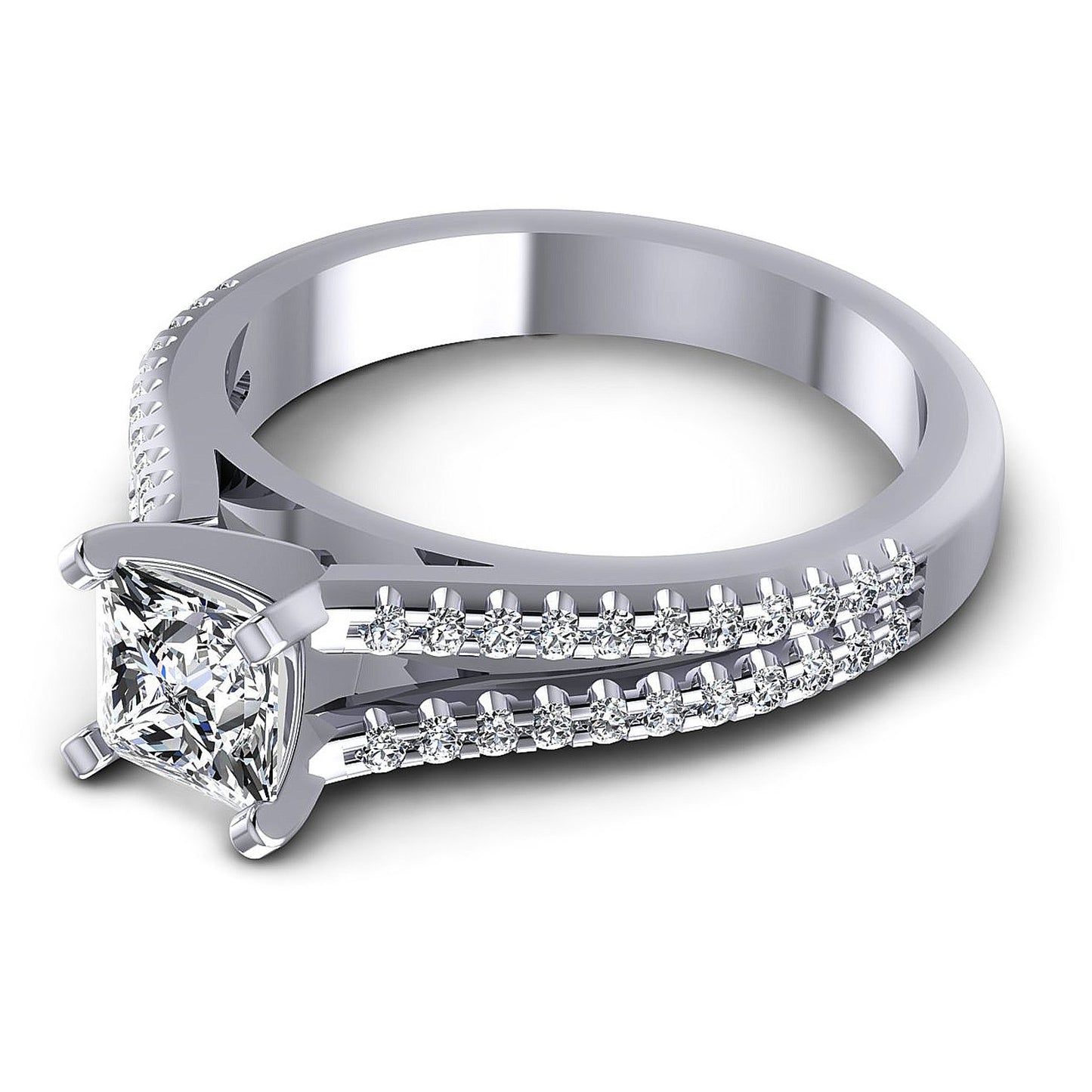 0.75CT Princess And Round Cut Diamonds Engagement Rings