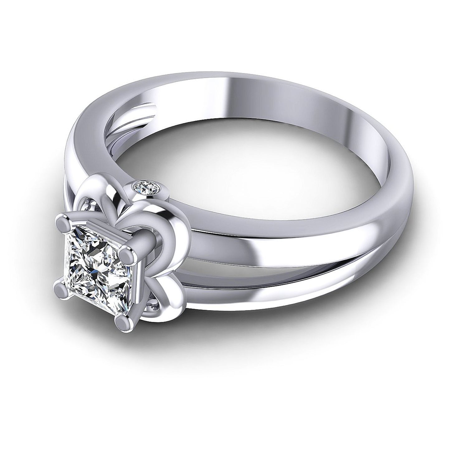 0.40CT Princess And Round Cut Diamonds Engagement Rings