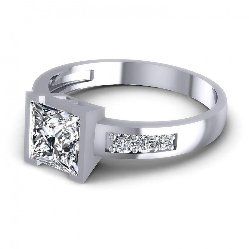 Princess and Round Diamonds 0.60CT Engagement Ring in 14KT Rose Gold