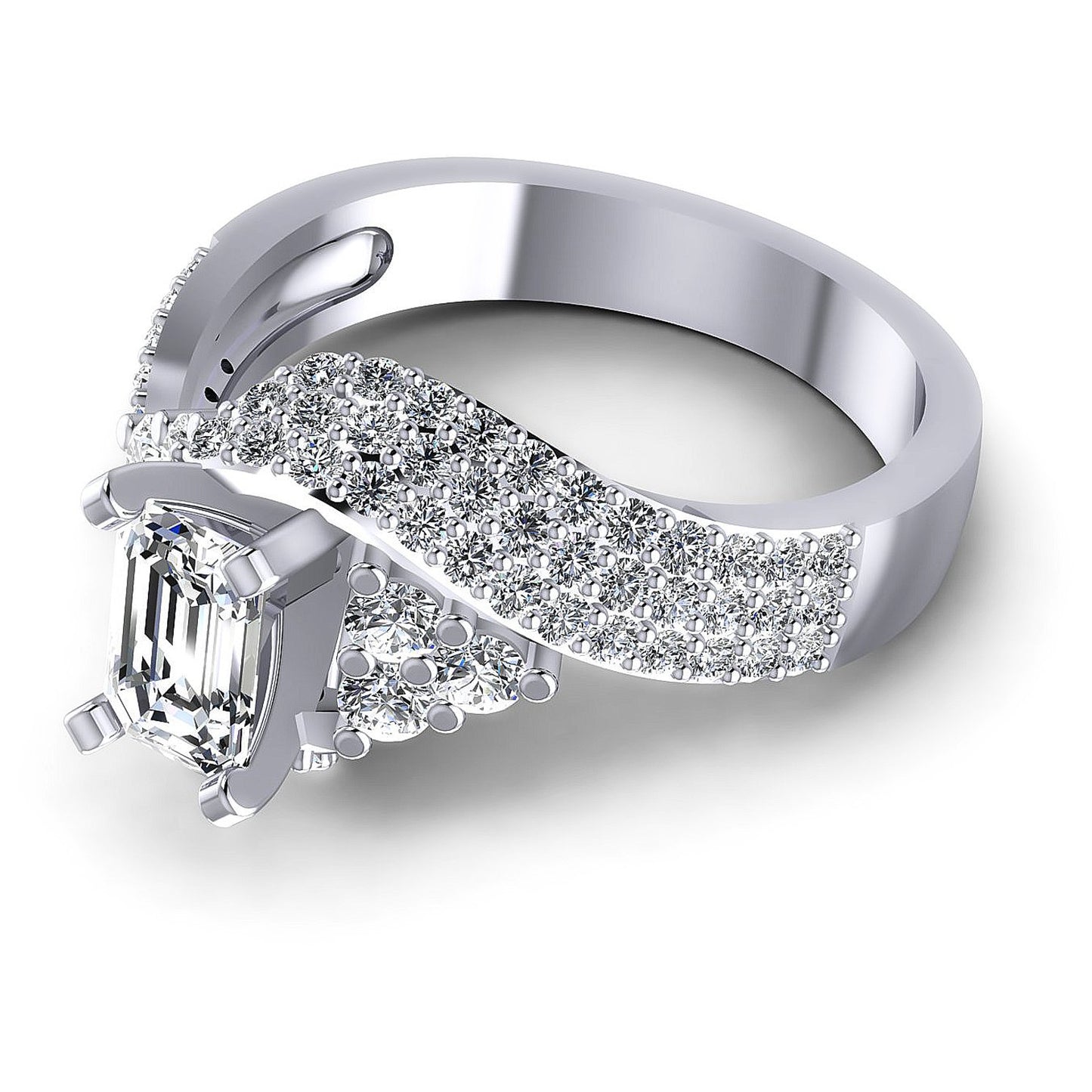 1.10CT Emerald And Round Cut Diamonds Engagement Rings