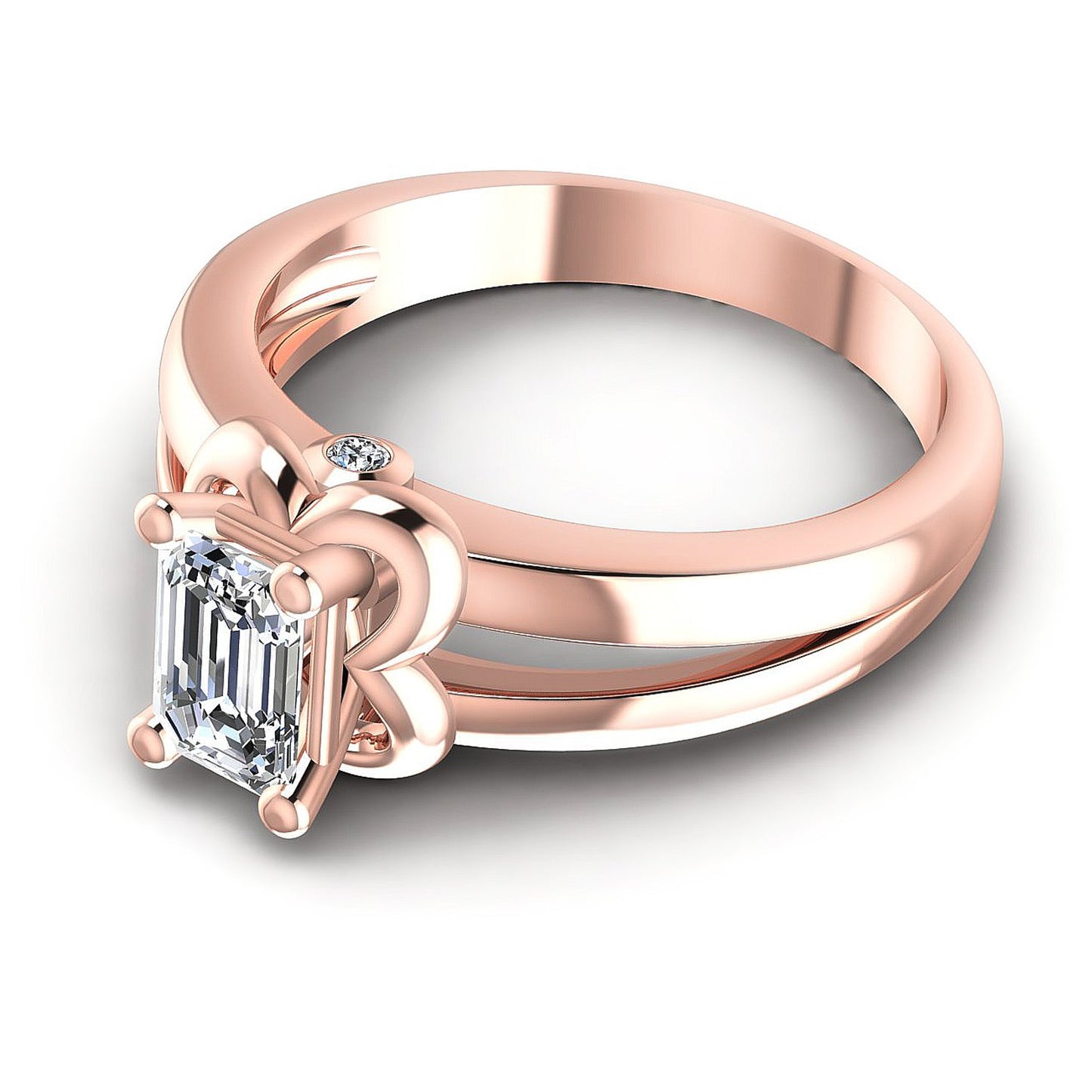 0.40CT Emerald And Round Cut Diamonds Engagement Rings