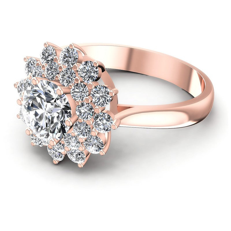 Round Diamonds 1.20CT Halo Ring in 18KT Rose Gold