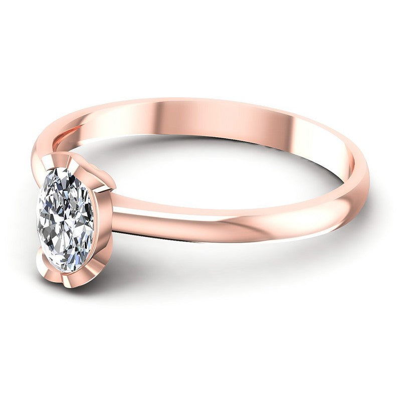 Oval Diamonds 0.35CT Solitaire Ring in 18KT Rose Gold
