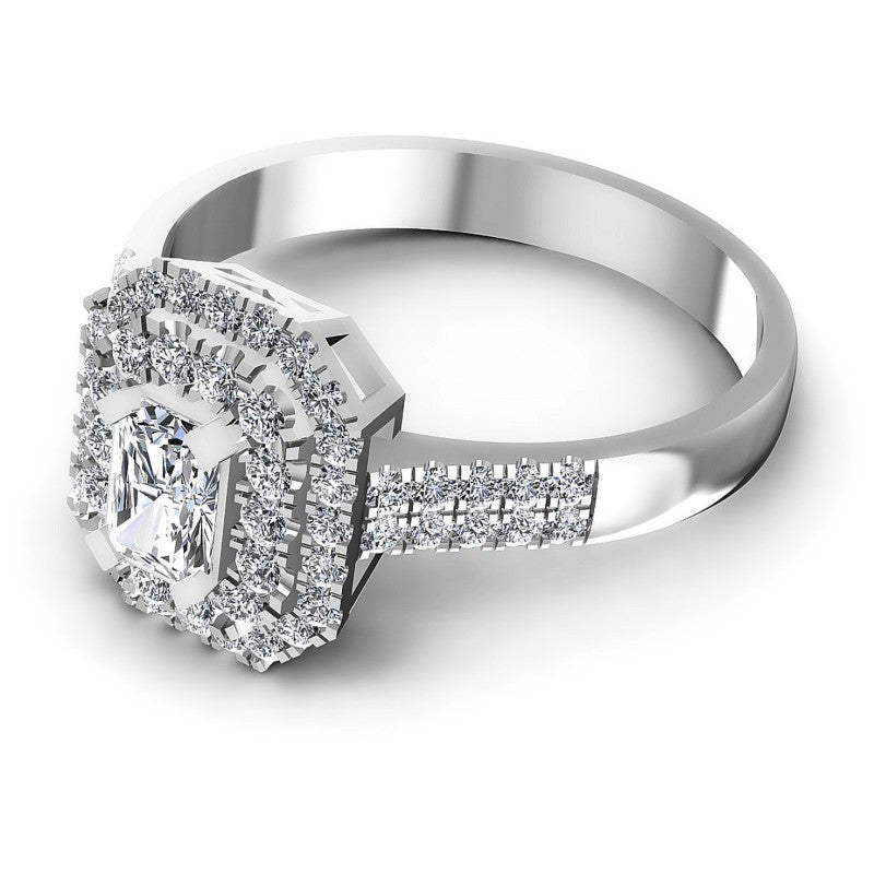 Round and Emerald Diamonds 0.95CT Halo Ring in 14KT Rose Gold