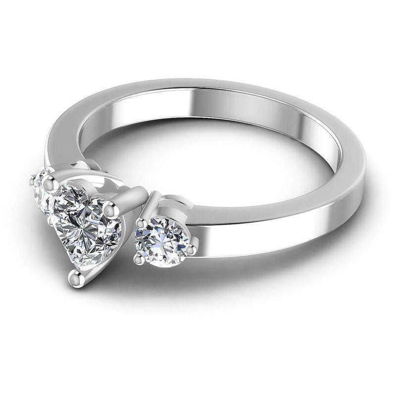 Round and Heart Diamonds 0.75CT Three Stone Ring in 14KT Rose Gold