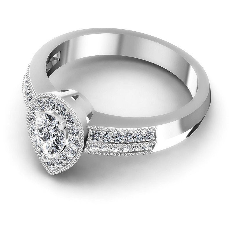 Round and Pear Diamonds 0.65CT Antique Ring in 14KT Rose Gold