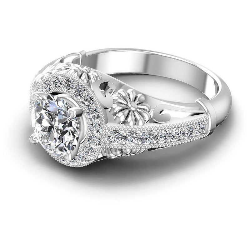 Round Diamonds 0.85CT Antique Ring in 14KT Rose Gold