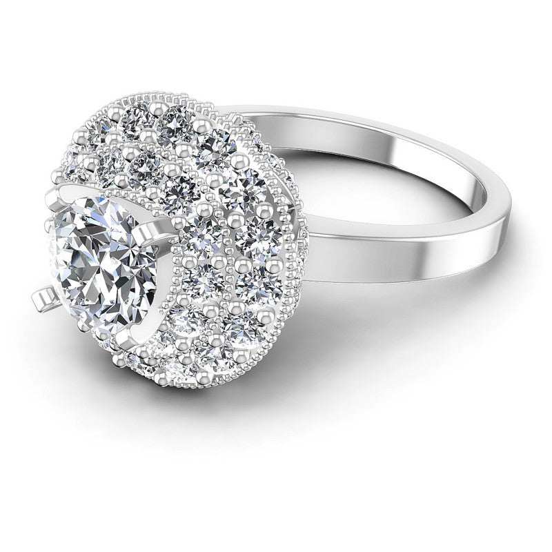 Round Diamonds 1.90CT Antique Ring in 14KT Rose Gold