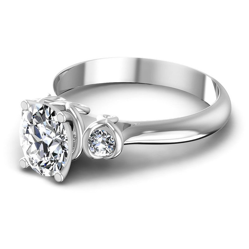 Round and Oval Diamonds 1.15CT Three Stone Ring in 14KT Rose Gold