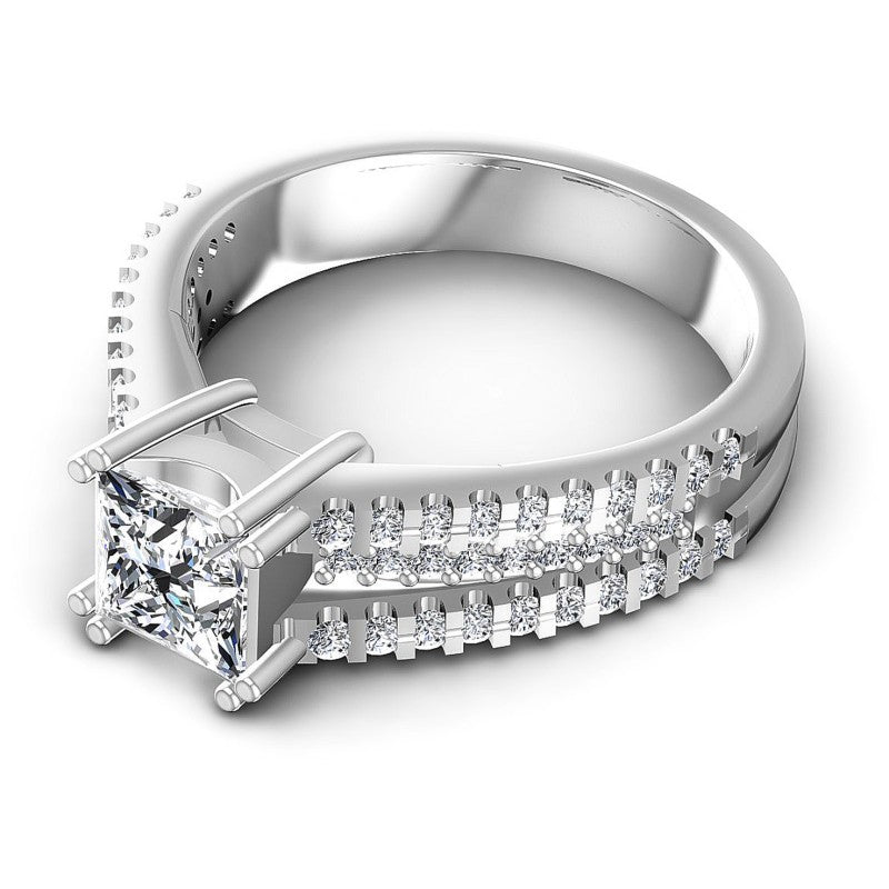 Princess and Round Diamonds 0.85CT Engagement Ring in 14KT Rose Gold