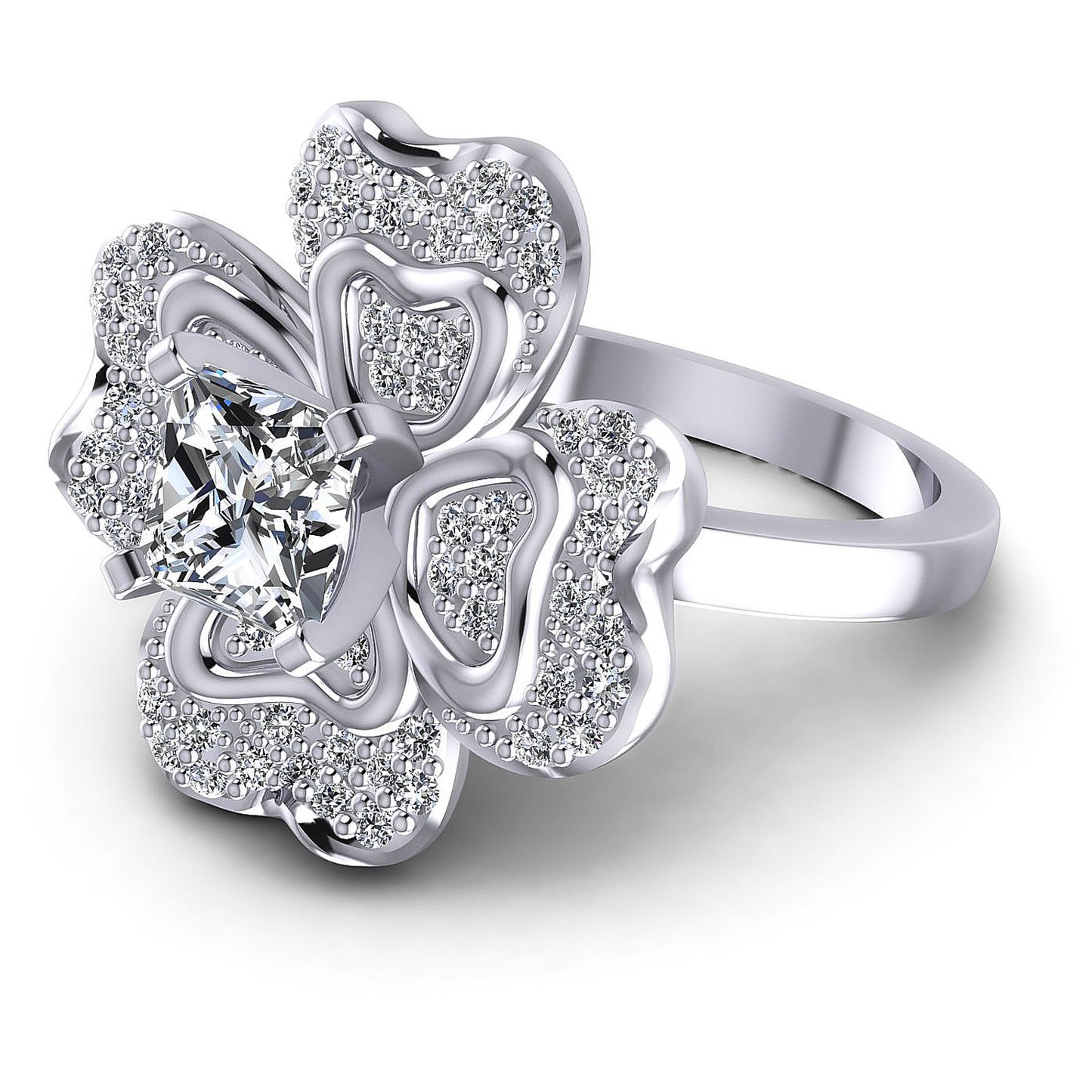 0.75CT Princess And Round Cut Diamonds Engagement Rings