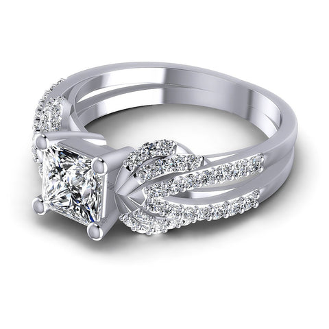 0.85CT Princess And Round  Cut Diamonds Engagement Rings