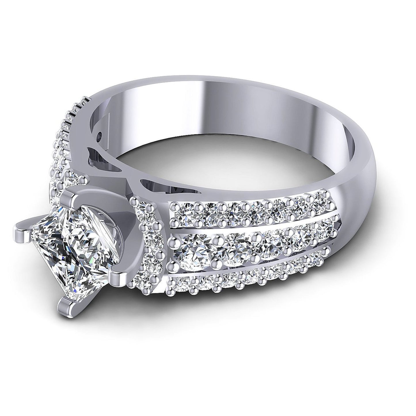1.20CT Princess And Round Cut Diamonds Engagement Rings