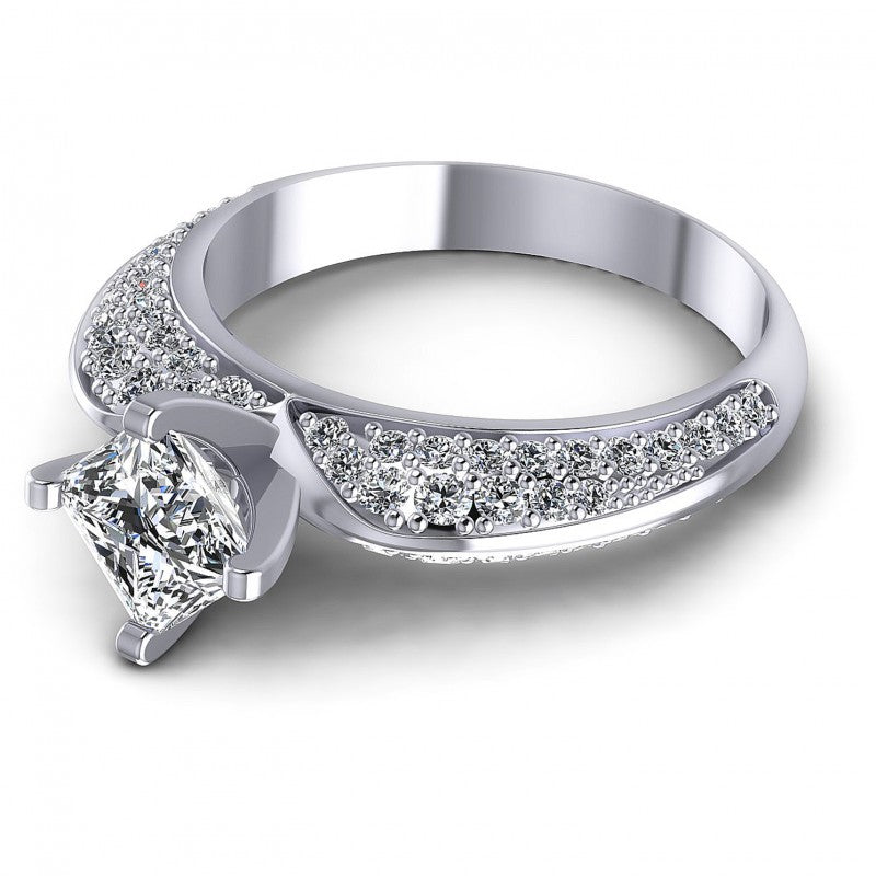 Princess and Round Diamonds 1.00CT Engagement Ring in 14KT Rose Gold