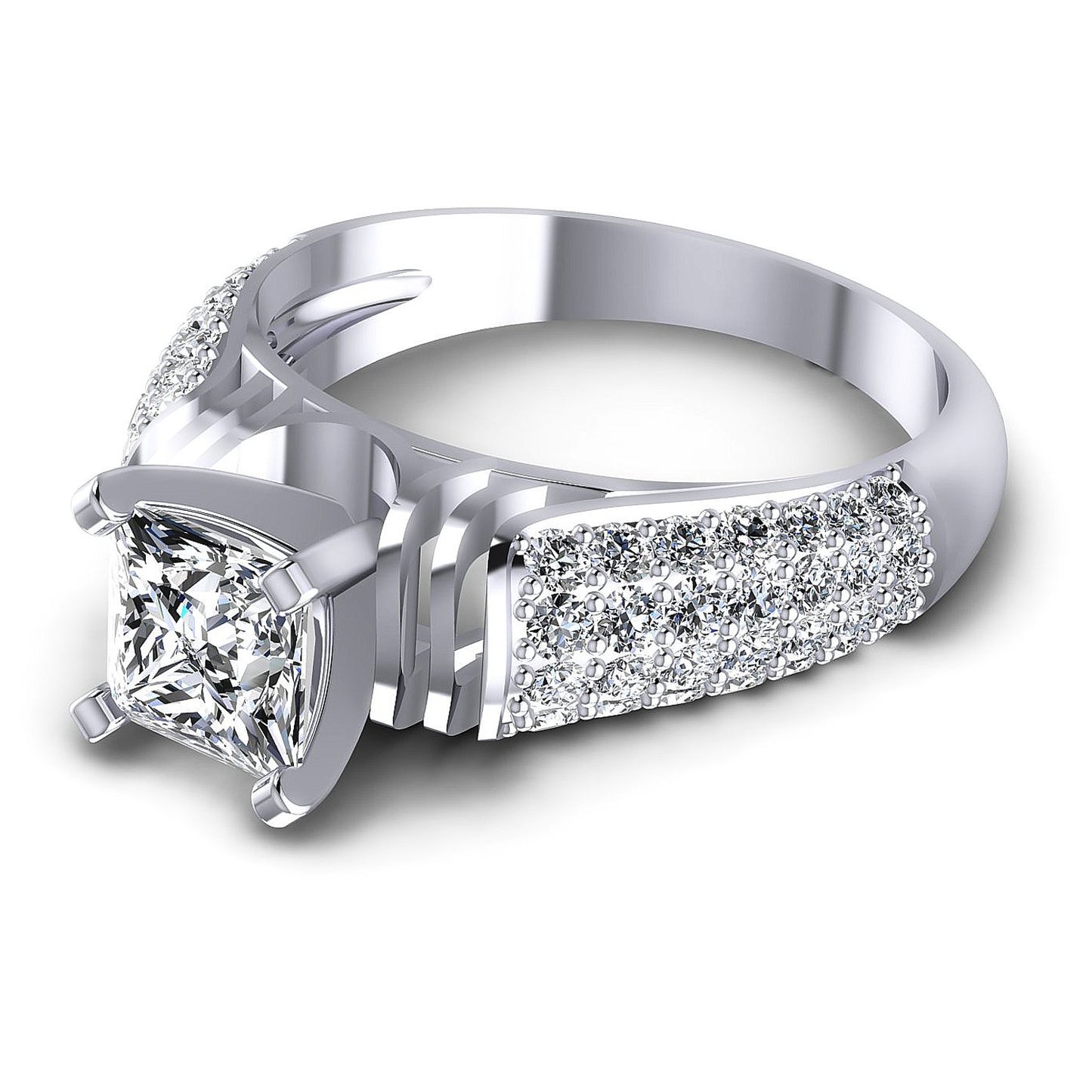 0.95CT Princess And Round Cut Diamonds Engagement Rings
