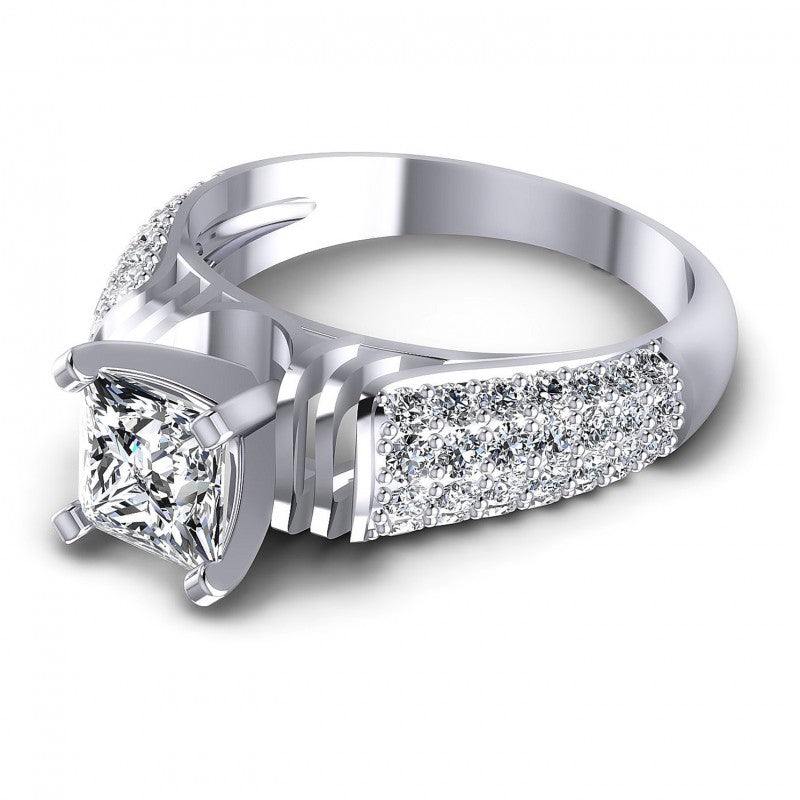 Princess and Round Diamonds 0.95CT Engagement Ring in 14KT Rose Gold