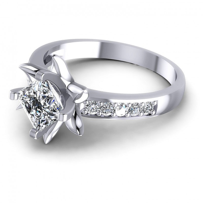 Princess and Round Diamonds 0.60CT Engagement Ring in 14KT Rose Gold