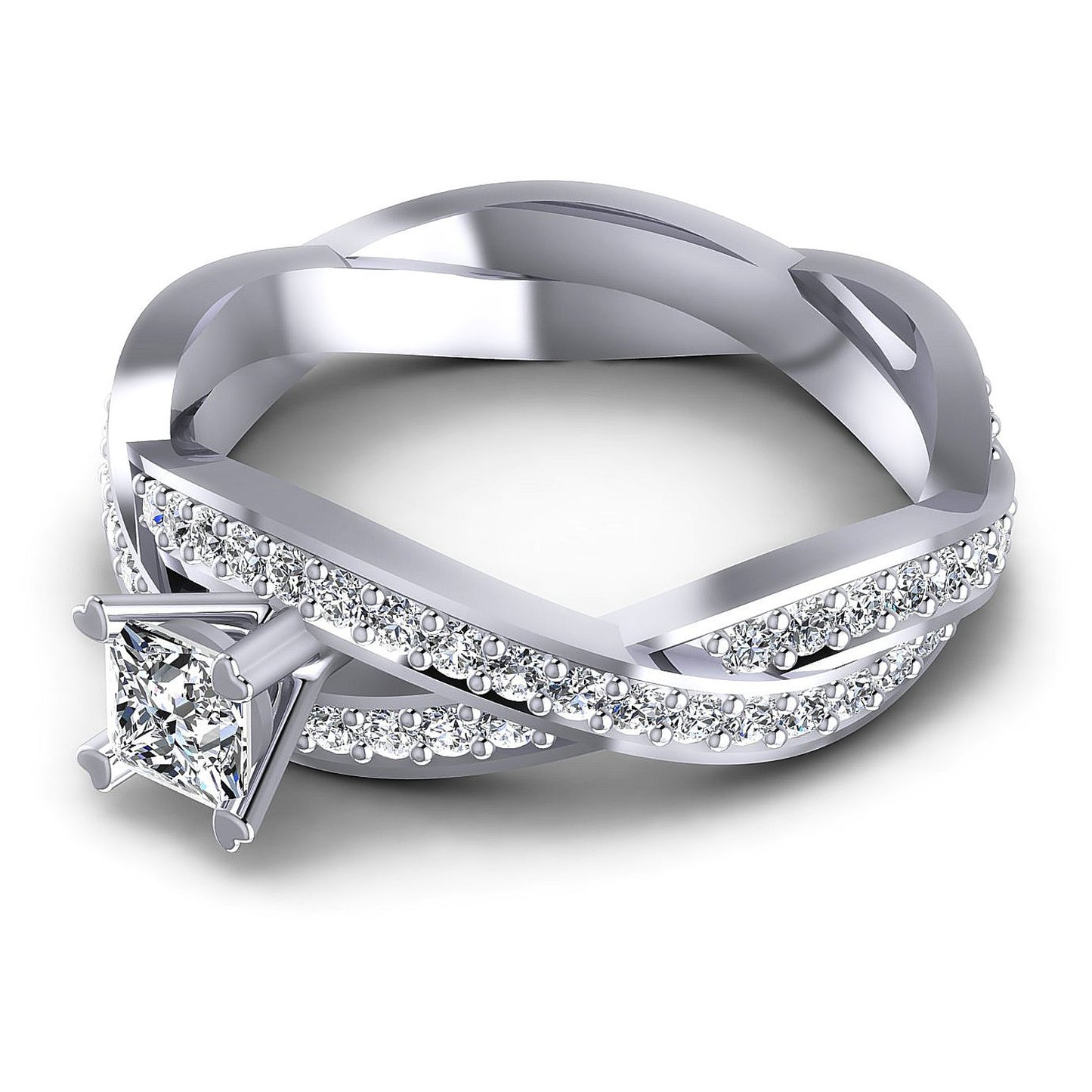 1.00CT Princess And Round Cut Diamonds Engagement Rings