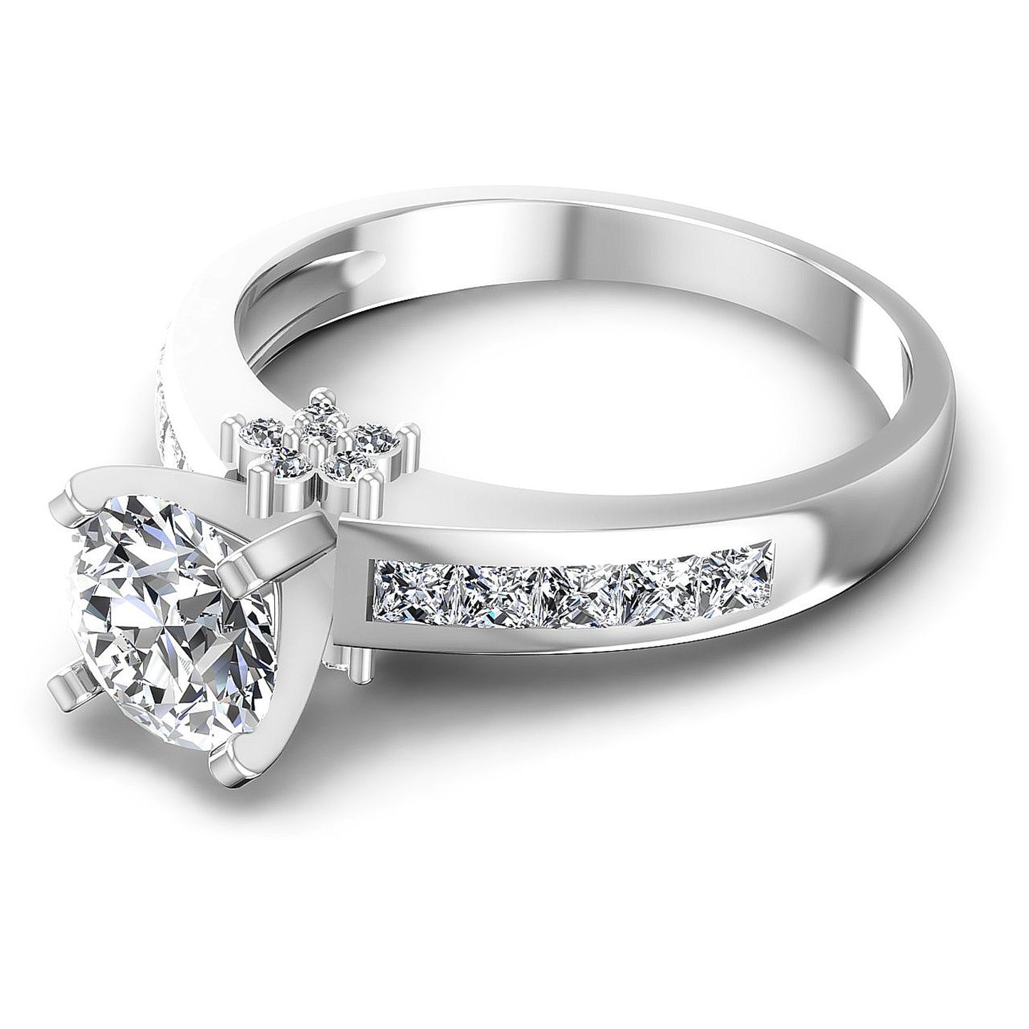 1.15CT Round And Princess Cut Diamonds Engagement Rings